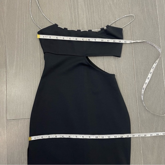 Lovers Friends Charlotte Midi Dress Black XS Crystal Cutout Cocktail Revolve - Picture 14 of 16